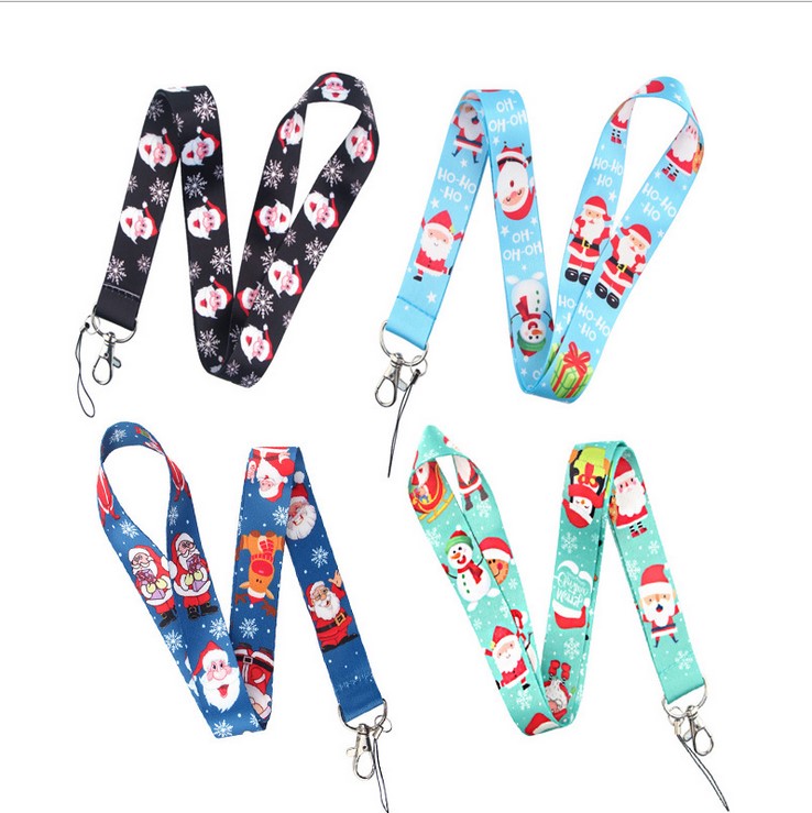 Low MOQ Bottom Price Christmas Lanyard Santa Claus Custom Heat Transfer Lanyard