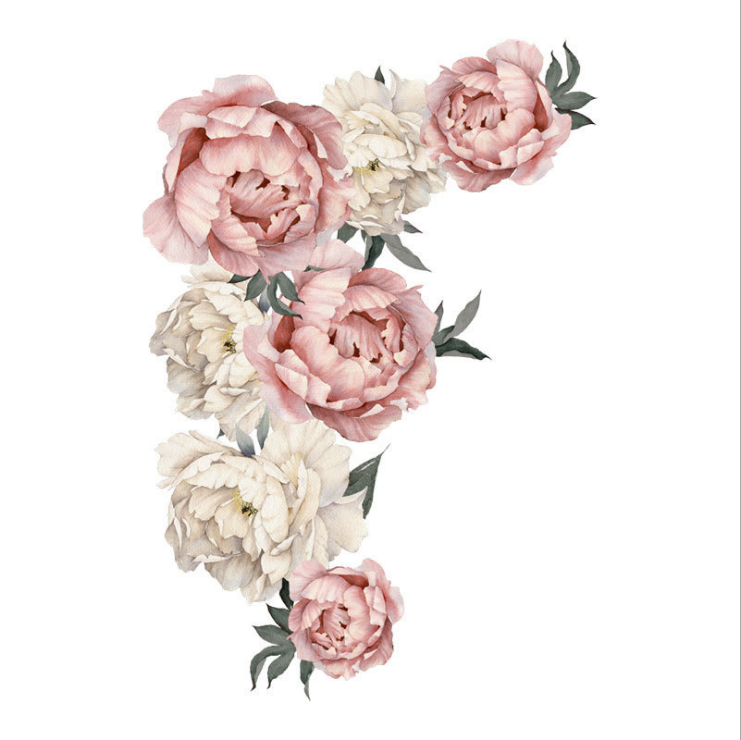 40*60cm Pvc Decal Children's Room Home Decoration Nordic Simple Decorative Flower Wall Sticker Peony Rose Wall Sticker