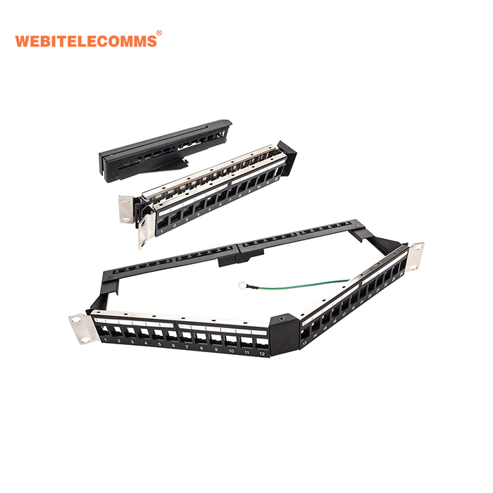 1U 19 ''полный загружен 24 порты FTP RJ45 Cat6 угловой патч панель Rackmountable