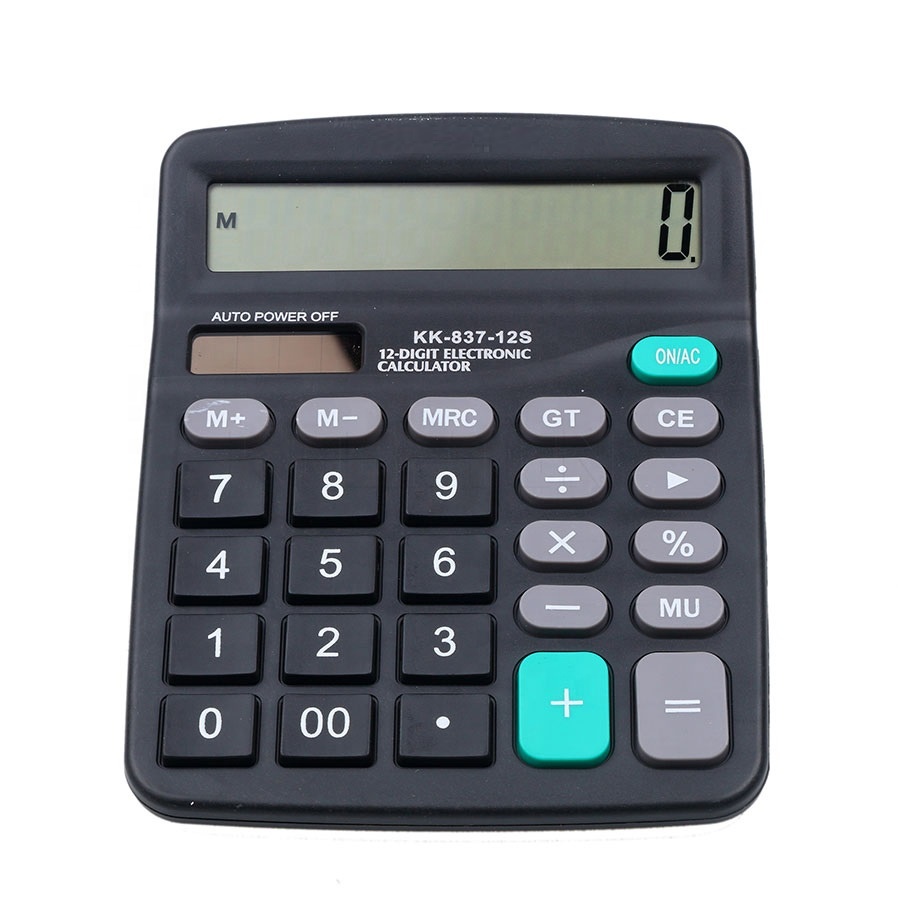 Electronic Calculator Portable Office Commercial Tool Battery Solar 2 in 1 Powered 12 Digit with Big Button