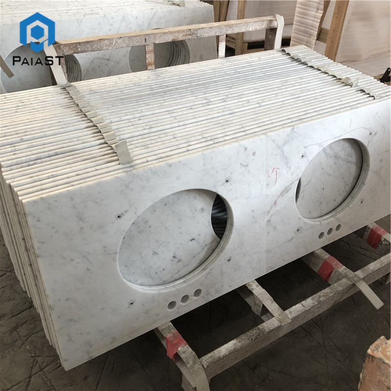 Белый Bianco Carrara сборный коммерческий туалетный столик для ванной комнаты белый мраморный столешница