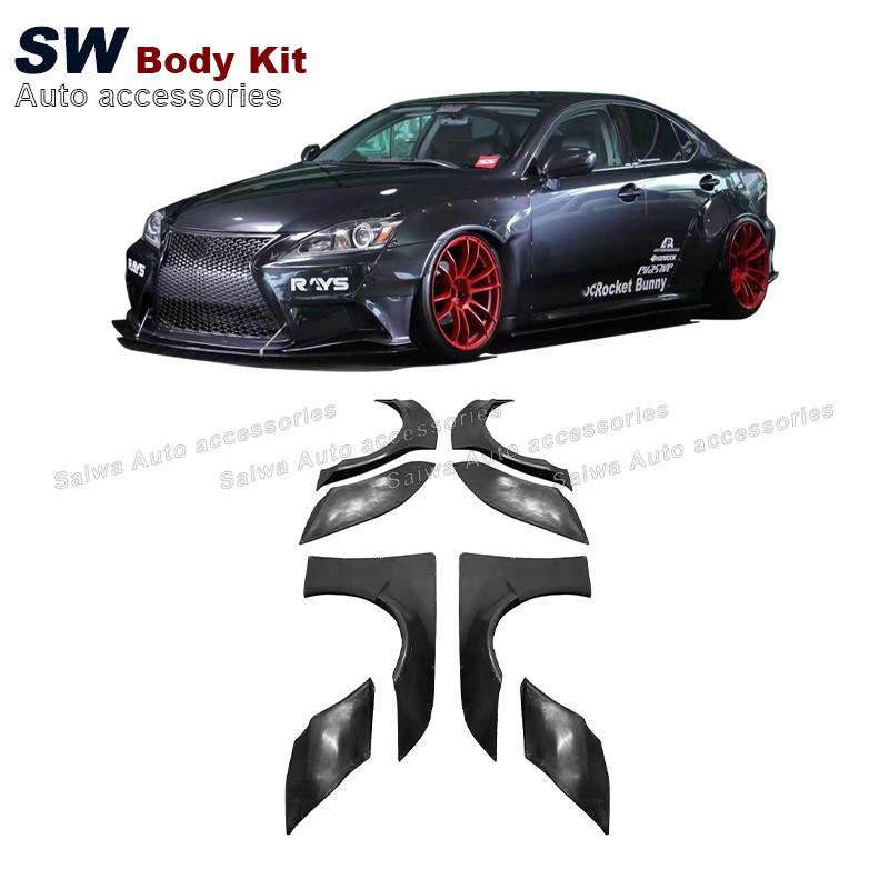 Комплект широкого кузова из стекловолокна для Lexus ISF 2006-2012, Модернизированный комплект аэродинамических характеристик, крыло, колес, удар, арка, широкий корпус, автозапчасти