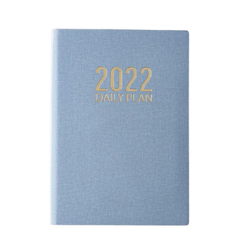 2022 2023 Case Binding Leather Fabric Linen Hard Bound Dailly Planner Custom Printing Notebook with Gold Foiling Logo