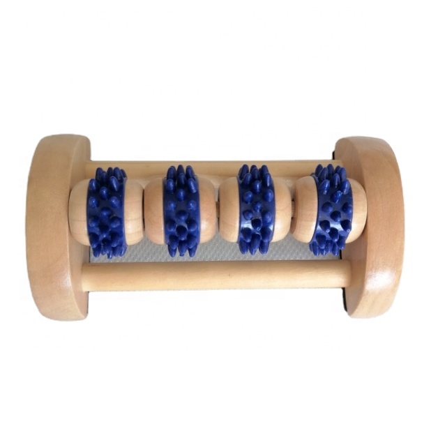 One Roller with Wood Stand Wooden Foot Massage Product Handmade Craft Body Wooden Massager Roller