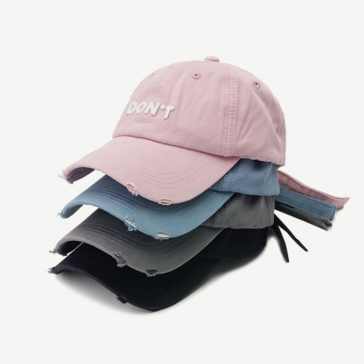 Manufacture Custom Embroidery Logo 100% Cotton 6 Panel Unstructured Distressed Baseball Cap Dad Hat