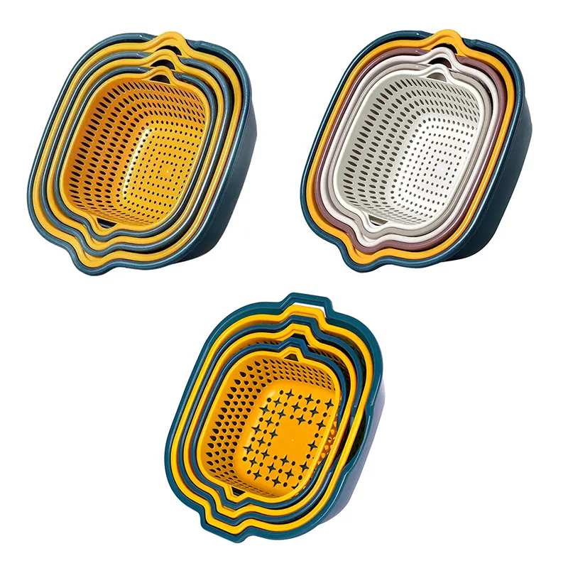 MJ 6pcs/set Kitchen Multifunctional Drain Basket For Cleaning Draining and Storing Fruits and Vegetables