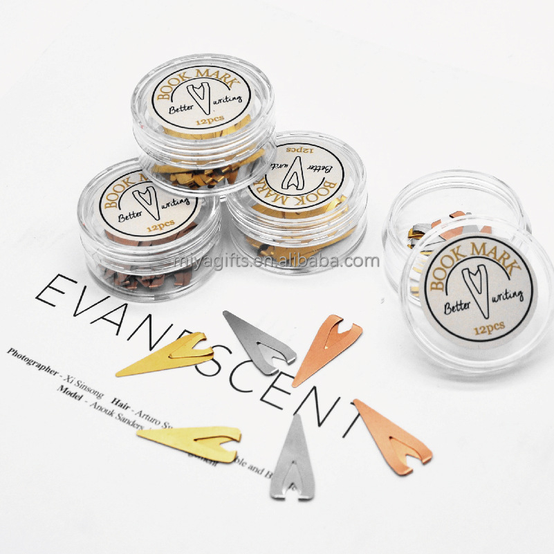 Metal Book markers foil mini multicolor book darts bookmarks simple arrow paper clip for reading