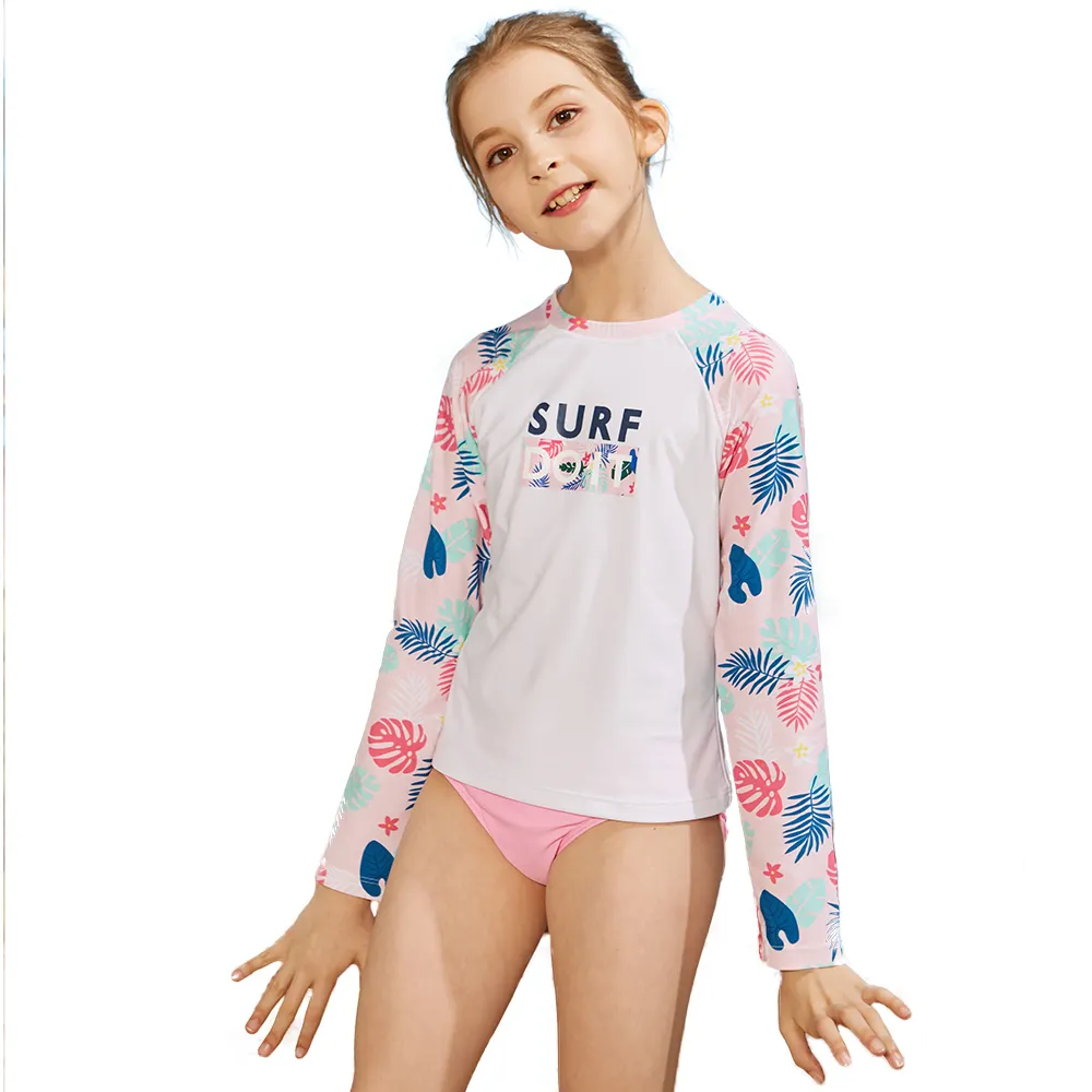 Kids 2 Piece Bathing Suits Long Sleeve Baby Girl Swimsuit Rash Guard Animal Print Swimwear for Children