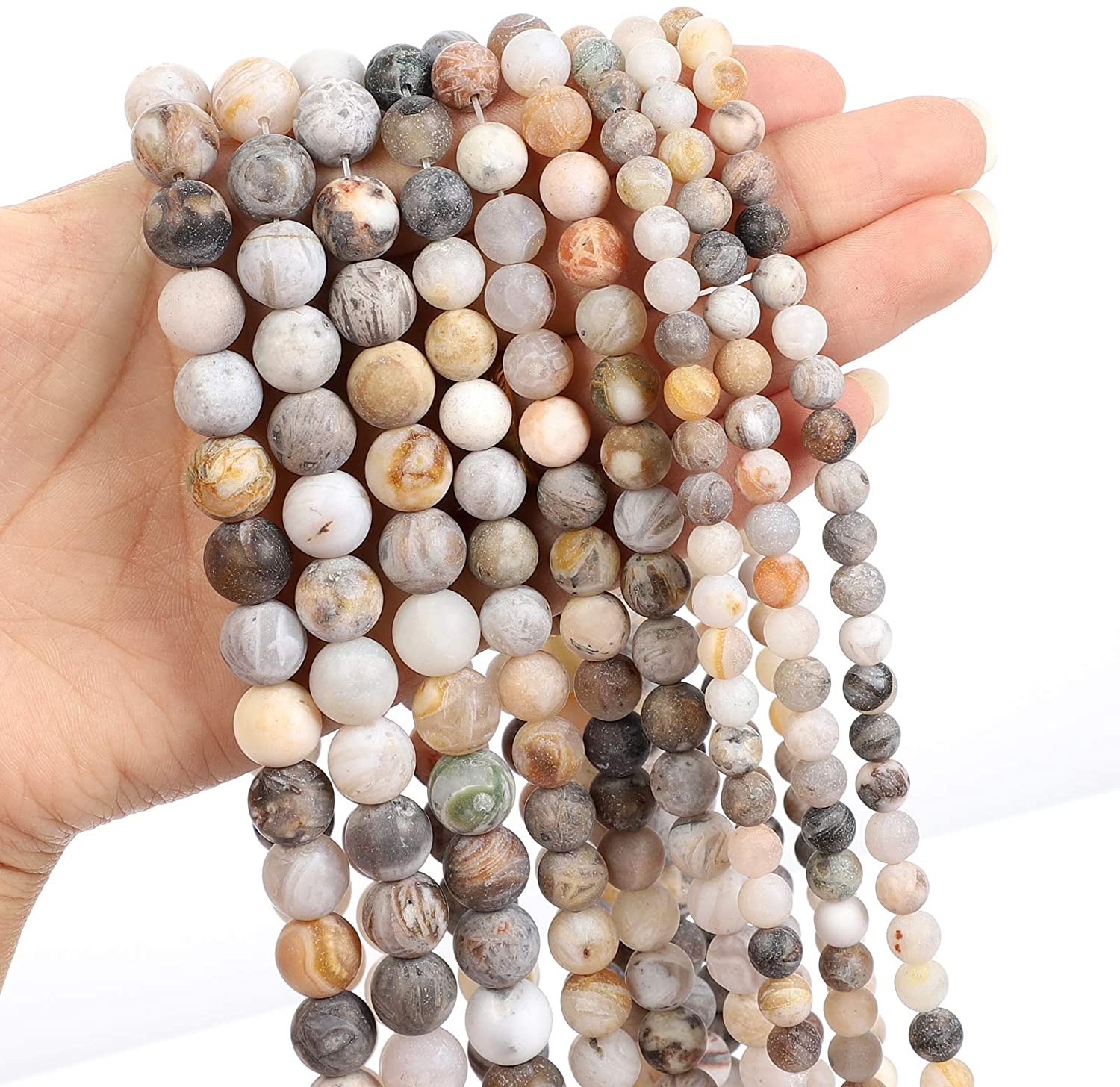Wholesale Christmas Gift DIY Necklace Bracelet Natural Bamboo Agate Quartz Stone Beads For Jewellry Making