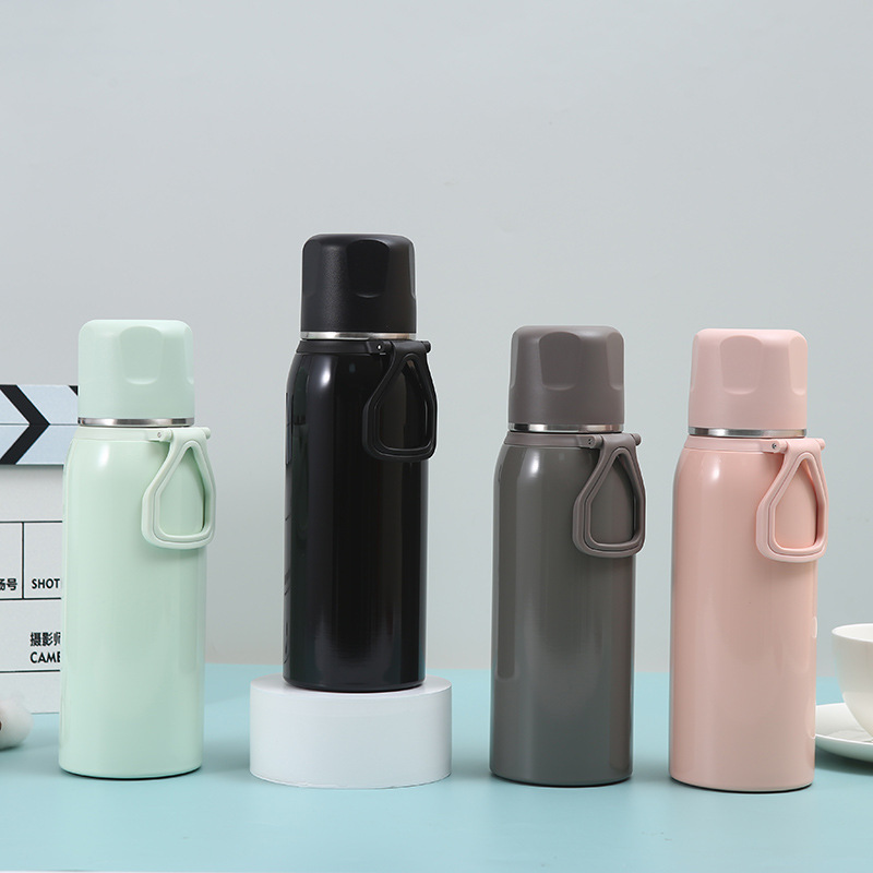 304 Food Grade Outdoor Travel Sport Cup Black Stainless Steel Vacuum With Filter Screen Portable Cup Thermos Flask