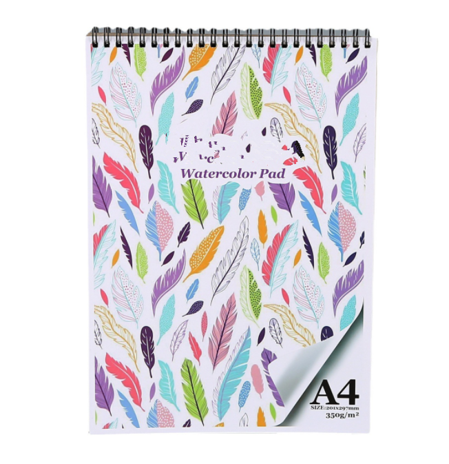 Best Quality Eco-Friendly Acid Free A4 Size 350 GSM Spiral Binding OPP Bag Packaging Watercolor Paper Painting Pad