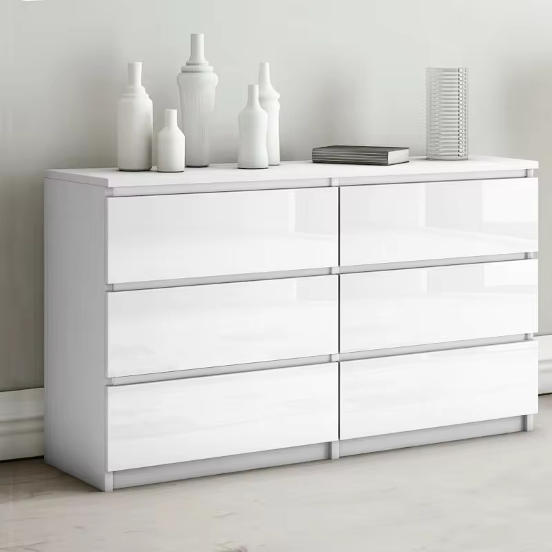 Custom White Dressers Bedroom Furniture Wood Storage 6 Drawers Side Cabinet