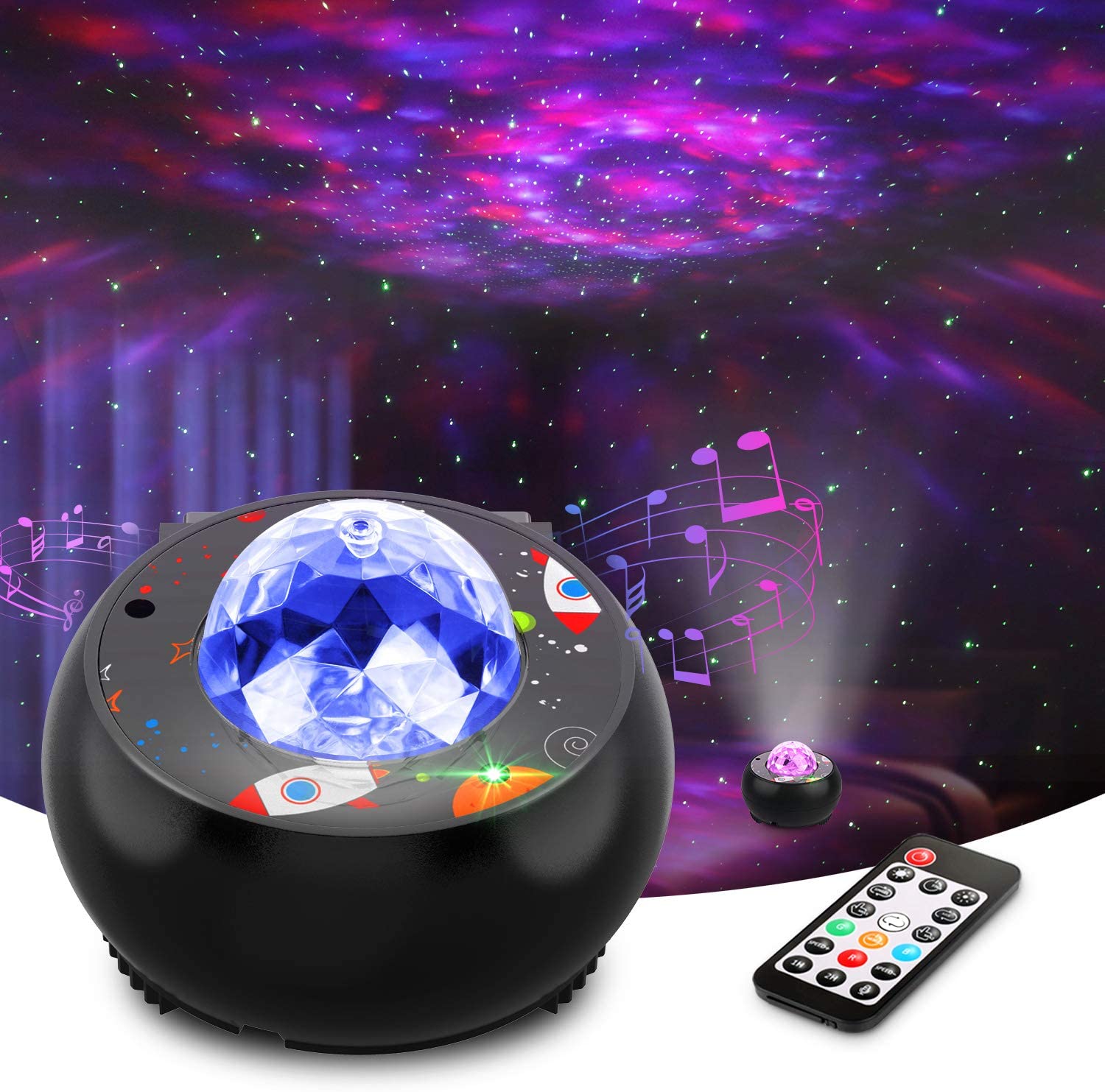 Starry Star Projector, [2021 Upgraded] Night Light Projector with Music Speaker & Remote Control for Bedroom/Party/Home Decor