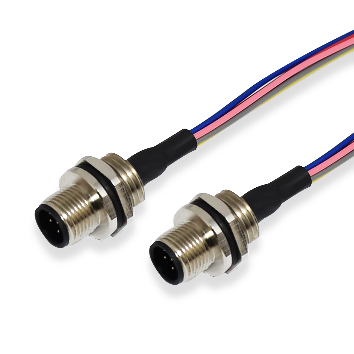 M12 male real panel mount соединительный кабель питания с кодированием pigtail A
