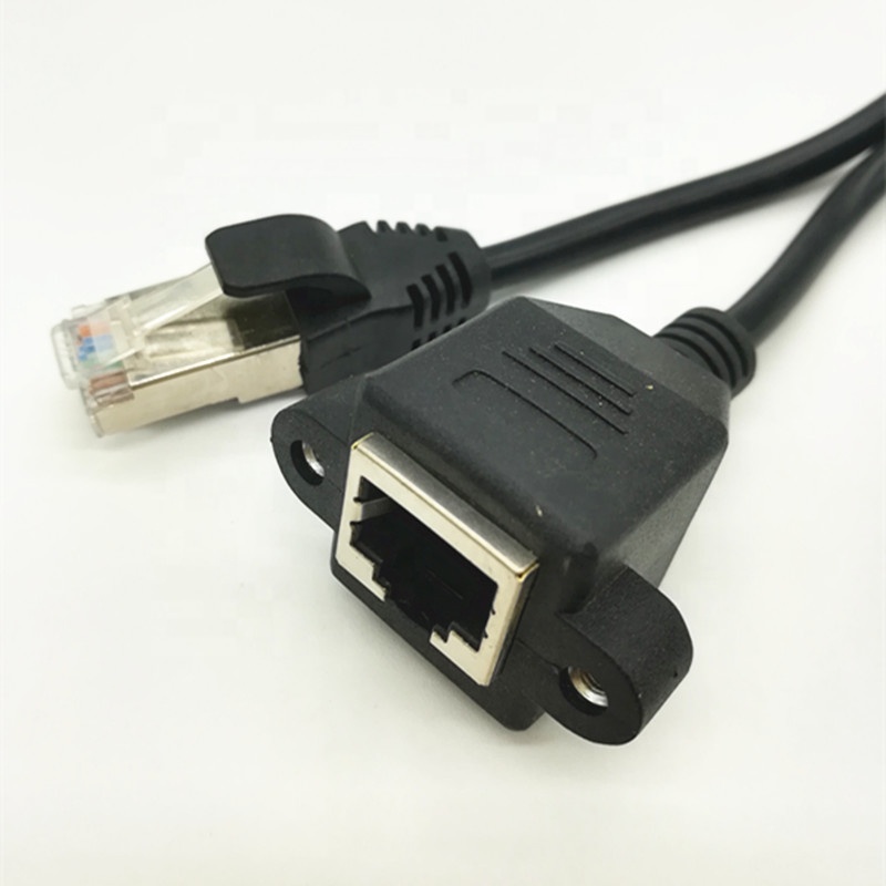 В наличии 0,3 м 0,6 м 1 м RJ 45 папа-Панельное крепление Rj 45 мама винтовой замок Ethernet Lan Панельное крепление RJ45 кабель