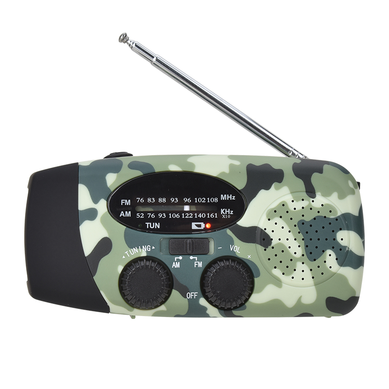 Camouflage Emergency Radio Dynamo Survival Solar Hand Crank Self Powered AM/FM/NOAA Weather Radio with LED Flashlight 1200mAh