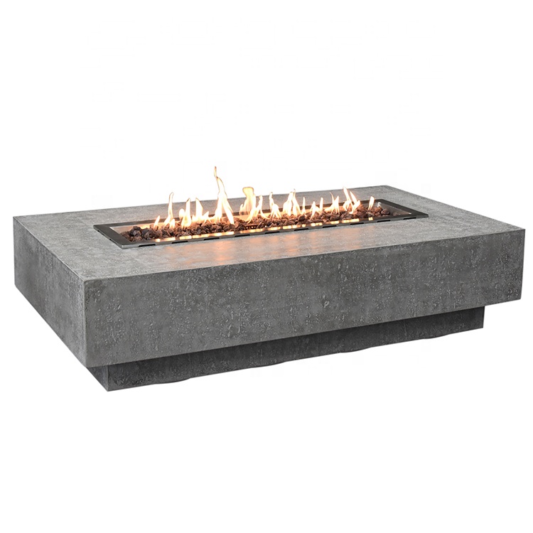 Elementi modern furniture backyard grey firetable propane table fire pit concrete outdoor gas fire table