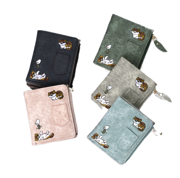 2021 Fashion Minialist Slim Young Gril Short PU Leather Key Chain Wallet coin purse