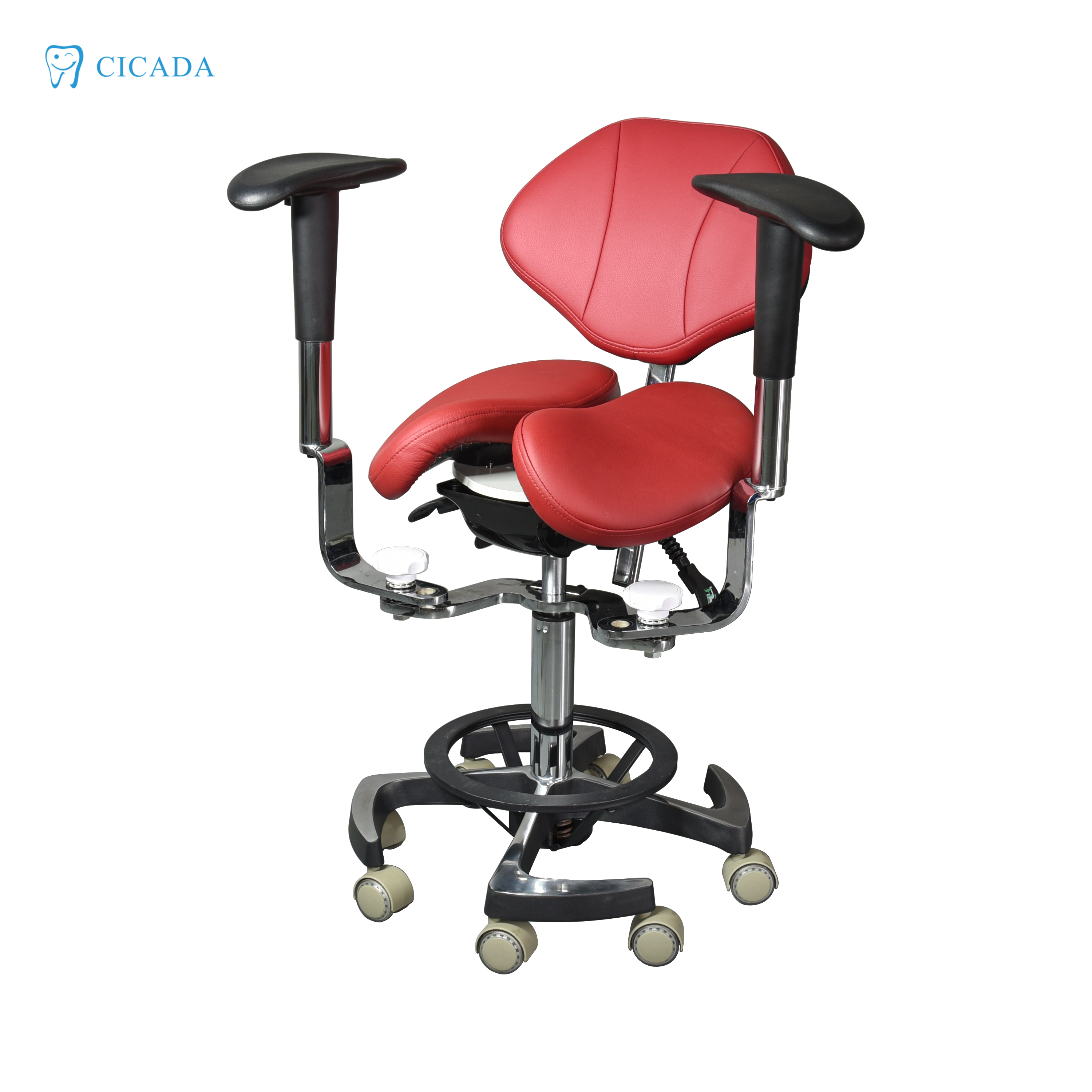 PU Leather Double Armrest Dentist Doctor Surgery Chair Split Dental saddle stool