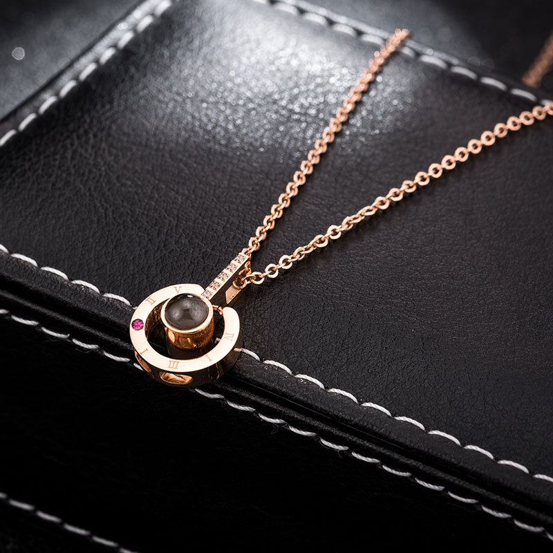 Ожерелье из нержавеющей стали Collier Acier, ожерелье из титана, я люблю тебя на 100 языках, ожерелье с проекцией, подвеска на глаза, чокер