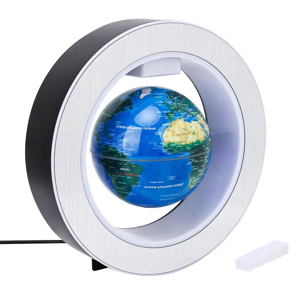 Factory Luminous 4 Inch plastic World Globe Earth Map Ball Lamp Led Magnetic Levitation Rotating Floating Globes