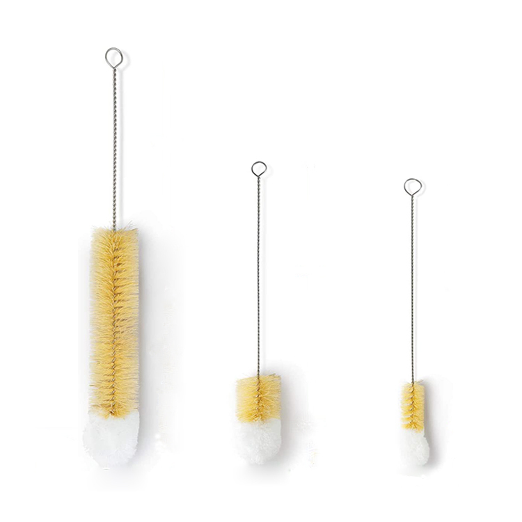 Soft-Tip Cleaning Brush Set Sisal Brush with Long Handle Handy Crevice-Cleaning Tool Glassware-Cleaning Brush Set of 3