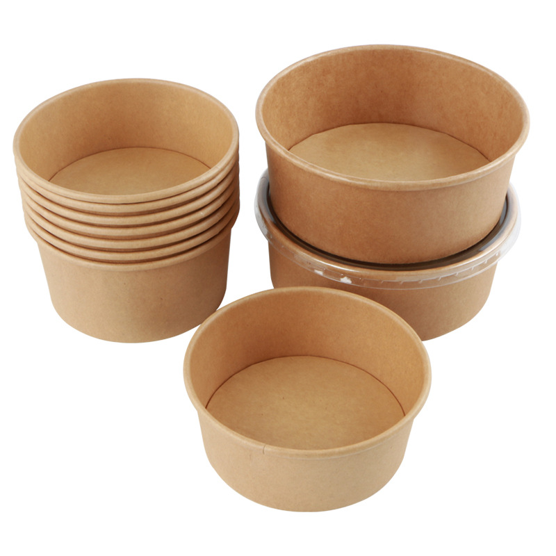 ODM/OEM Lebensmittelverpackung Round Brown Biodegradable Food Grade Take Out Salad Fast Edible Paper Packaging Boxes