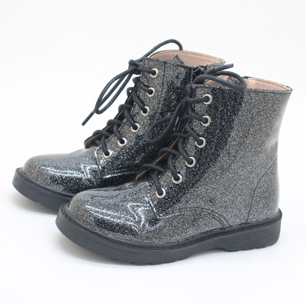 Custom Black Patent Glitter Leather Autumn Kids Boys Shoes 2021 Boots