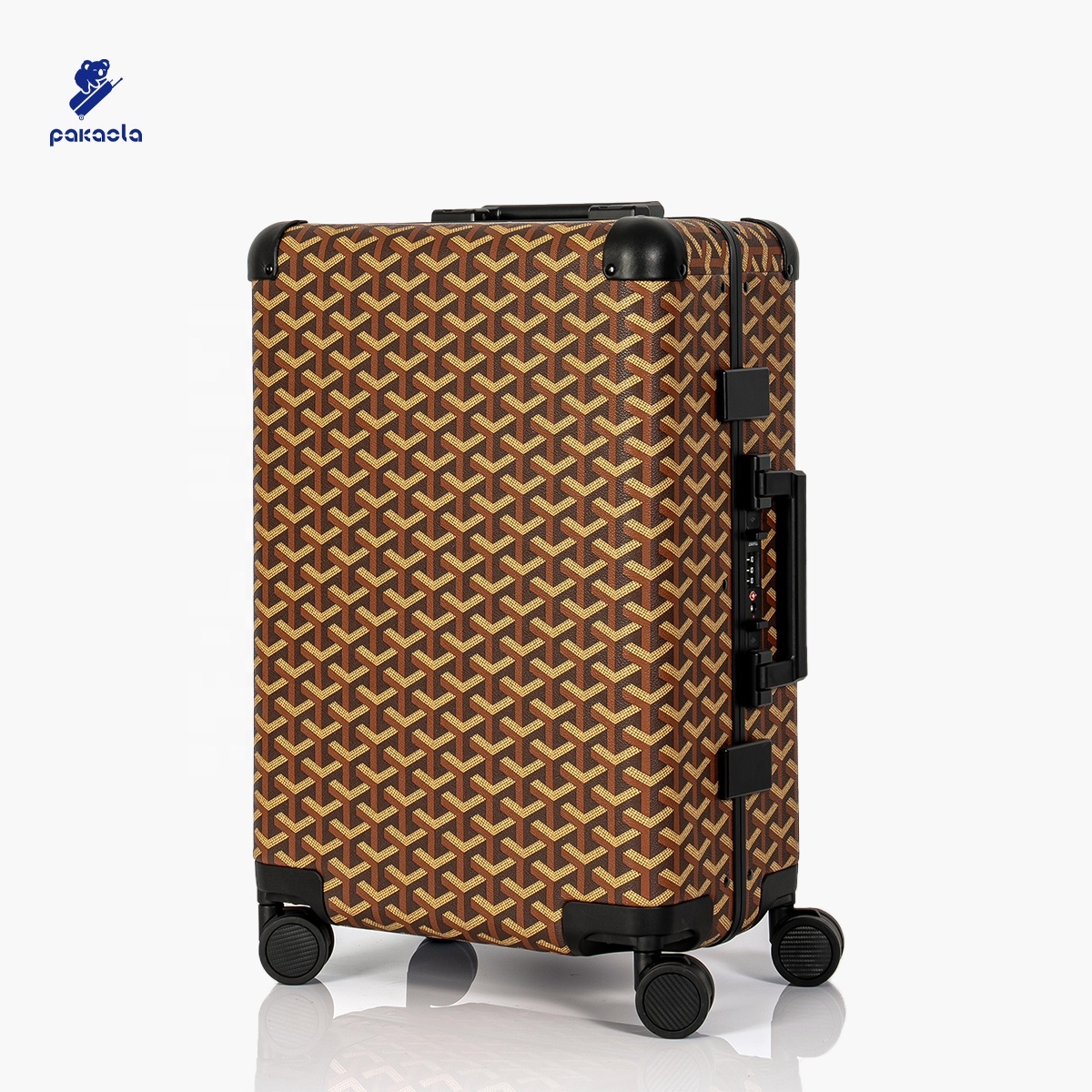 2023 New Design scratch resistant leather spinner luggage sets travel suitcase with universal wheels