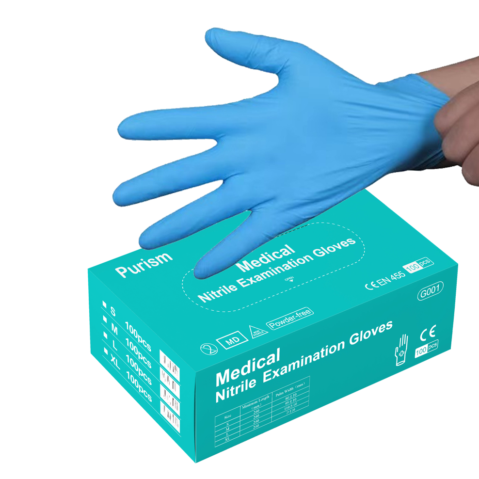 Перчатки для осмотра Purism Shandong Medical EN455 одноразовые со склада 100 шт./кор. плотные нитриловые перчатки по низкой цене