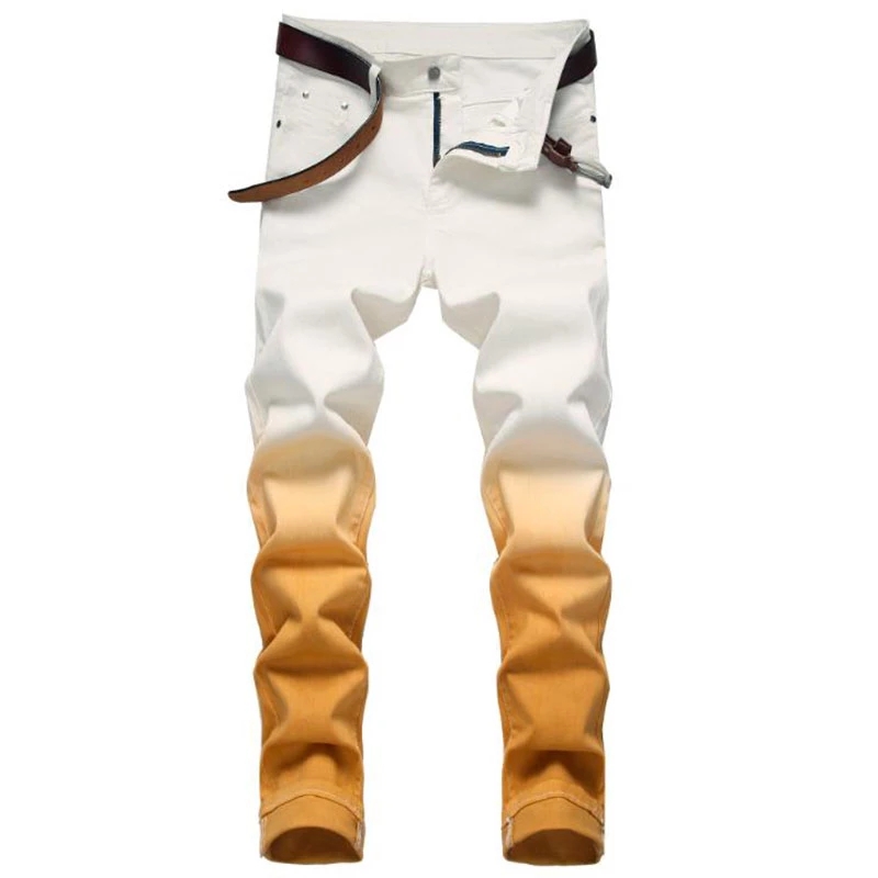 2021 New hip hop fashion elastic skinny white cotton jeans men casual male slim denim pants vaqueros hombre