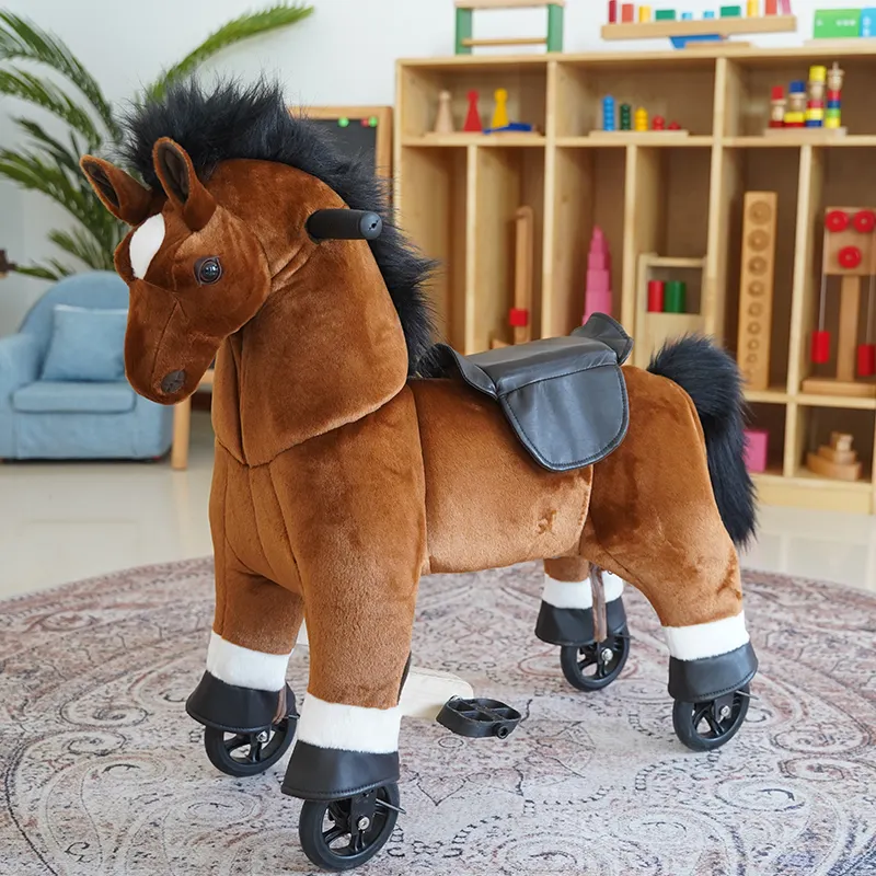 The Third Generation Rocking Horse Plush Soft Riding on Horse Pony Large Toy Baby Rocking Horse paseo de juguete