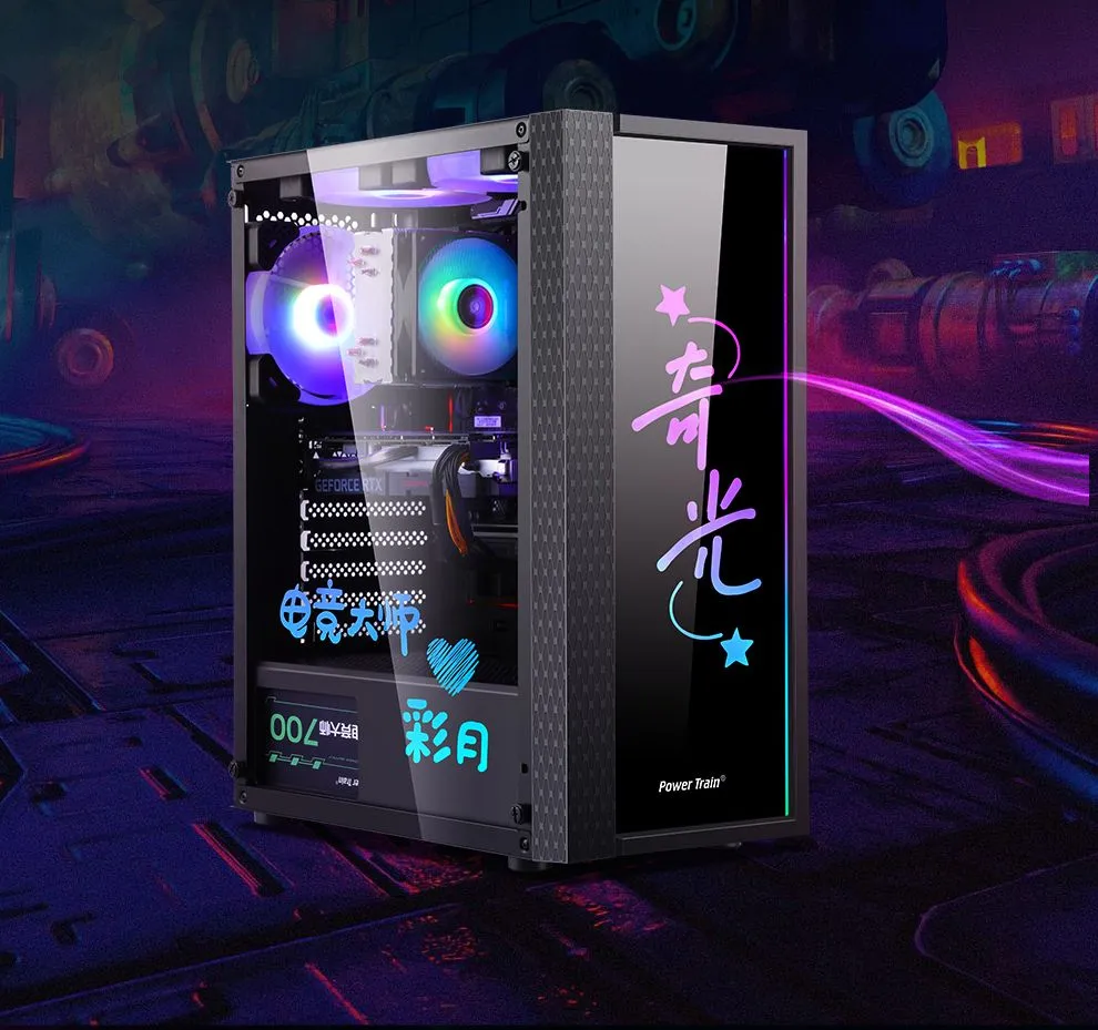 Popular Design ATX Tower DIY Unique Glass Panel PC CPU Computer Gaming Case Desktop Cabinet Gamer Chassis