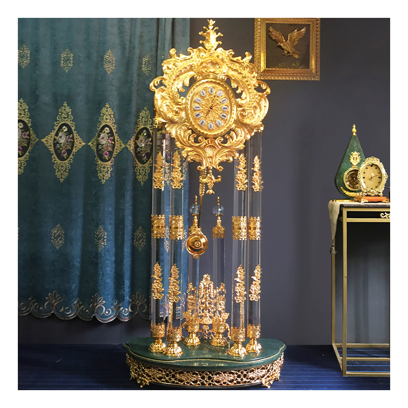 Роскошный позолоченный 24K Gold зал напольные часы вилла украшения для дедушкиных часов обувь с украшением в виде кристаллов латунь Королевский стиль