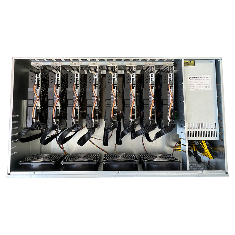 8 GPU ETH Майнер машина с 8 шт. RX 580 8gb графическая карта машина для майнинга биткоинов ETH Майнинг rig 230mhs B75 материнская плата