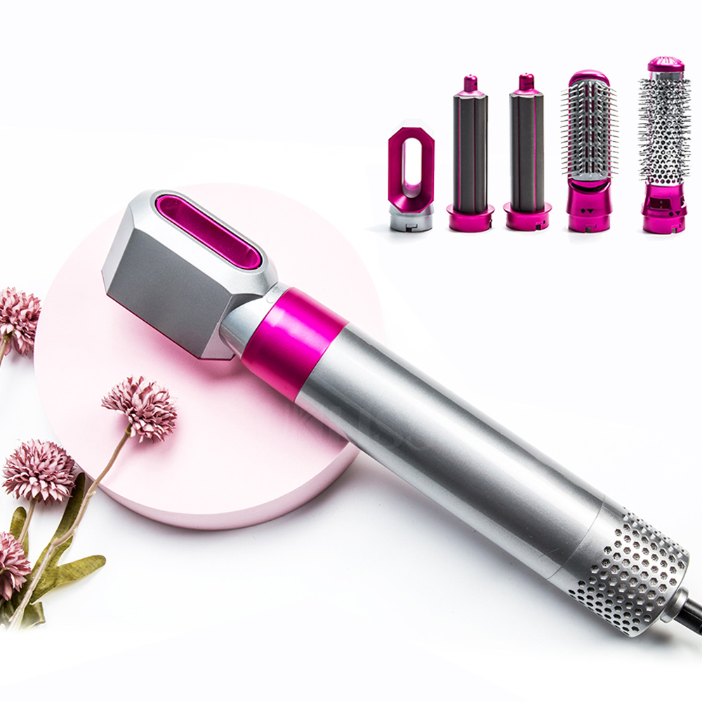 5 In 1 Hair Dryer Styler And Volumizer Hot Air Spin Brush With Curling Wand Hair Curler