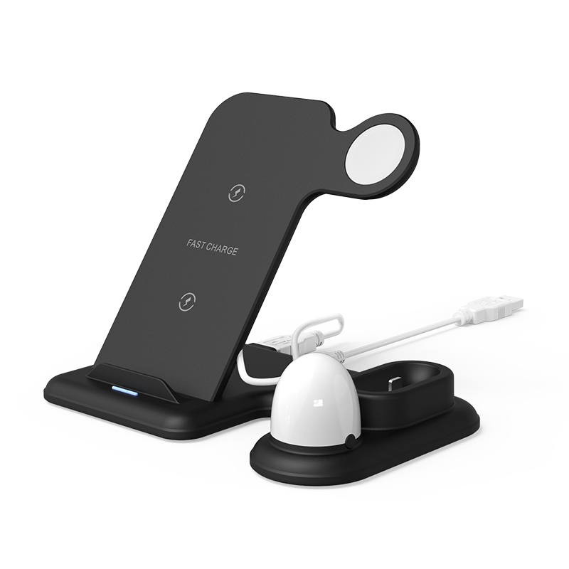 Wireless Charger 4 in 1 Fast Wireless Charging Stand With Tap Little Nightlight For iWatch Series Airpods iPhone Samsung Galaxy