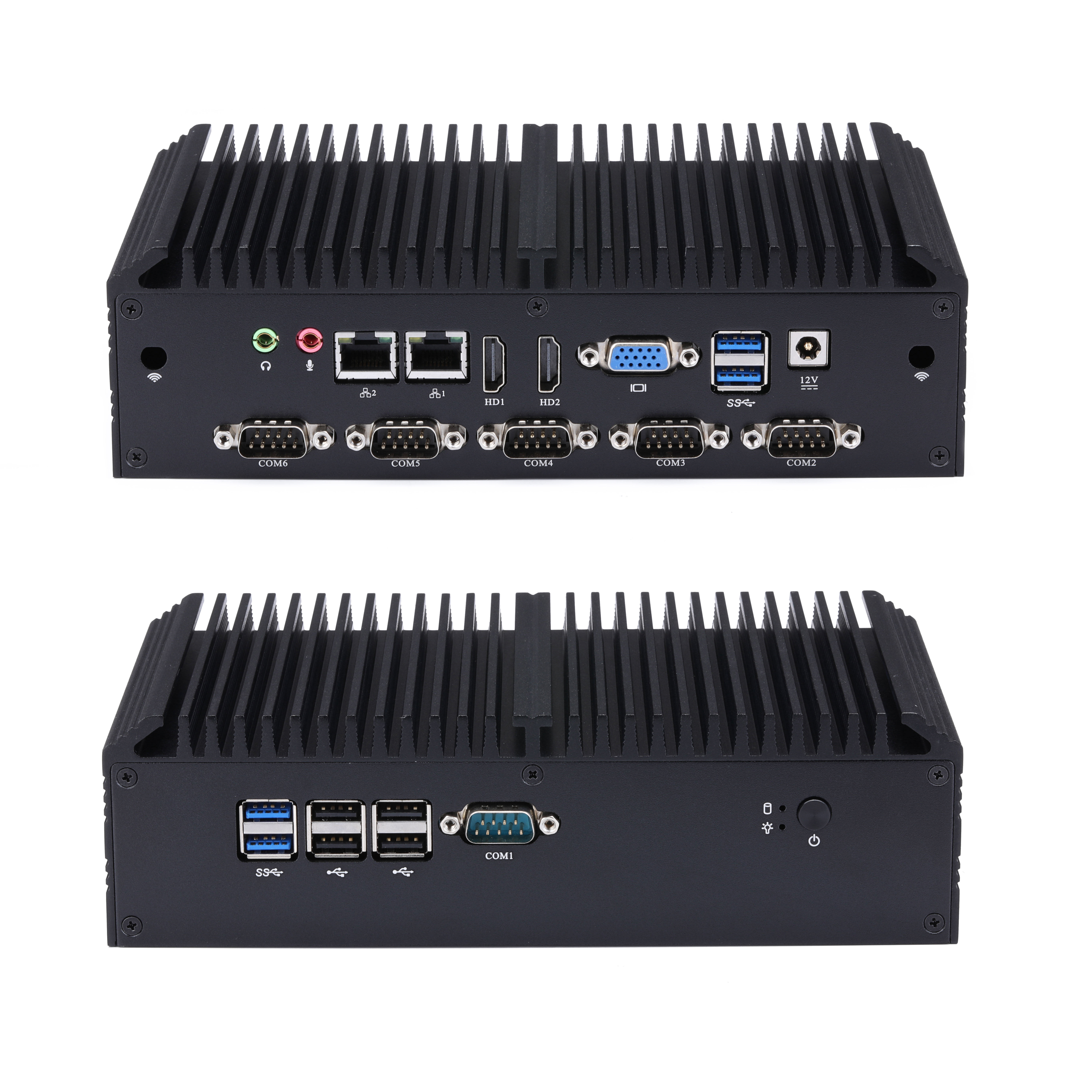 Qotom безвентиляторный промышленный мини-ПК, Q510X Celeron 3855U 6 COM AES-NI безвентиляторный для киоск/POS/банк/офис