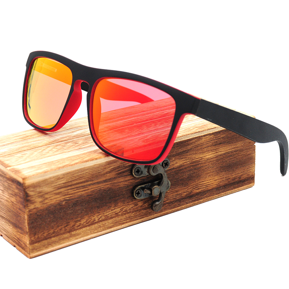 Wholesale high quality PC frame sun glasses bamboo temple cheap sunglasses