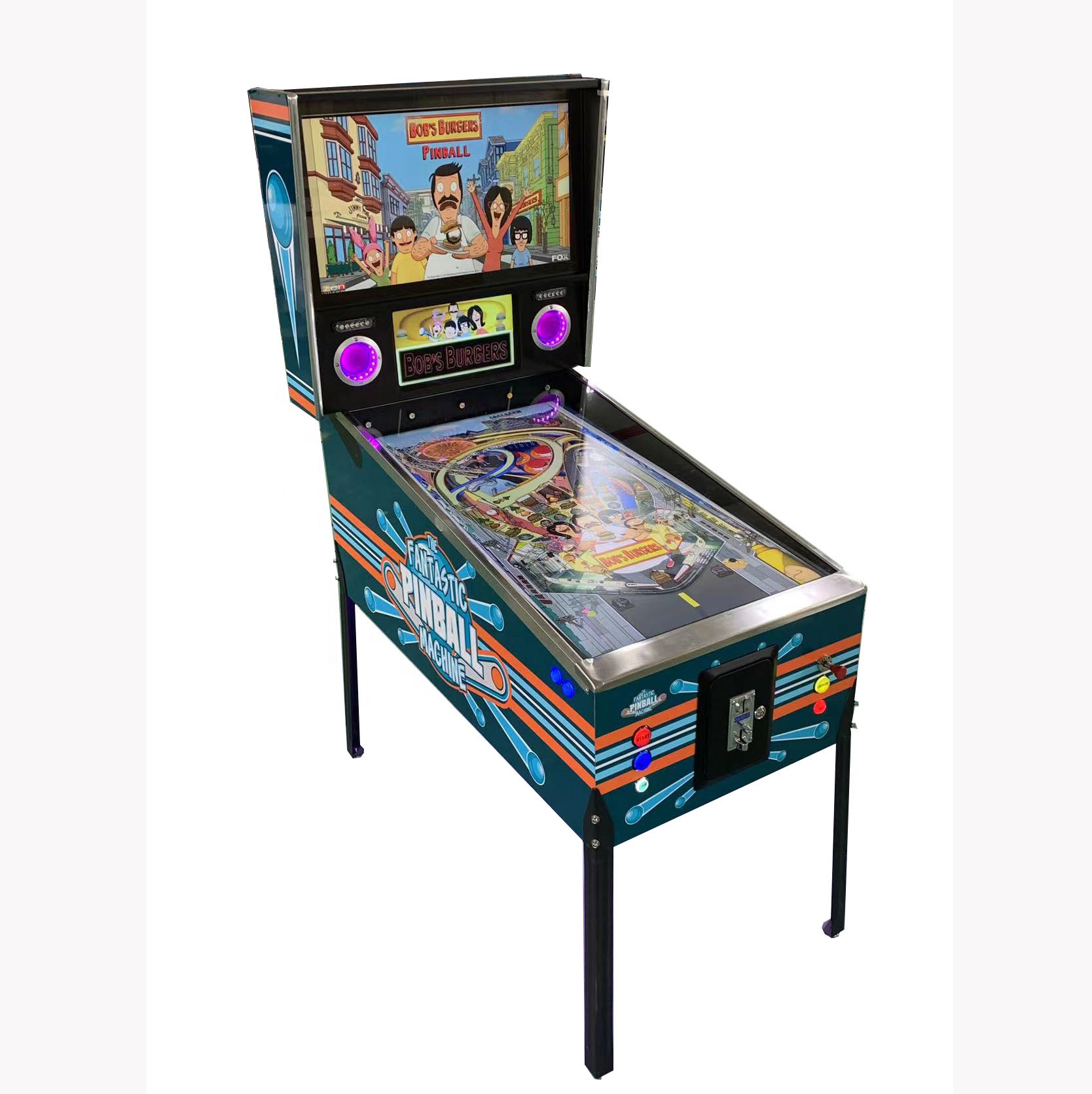 Cрабатывающий при опускании монет 48 ''LED playfield виртуальный цифровой пинбол машины с 1300 игры