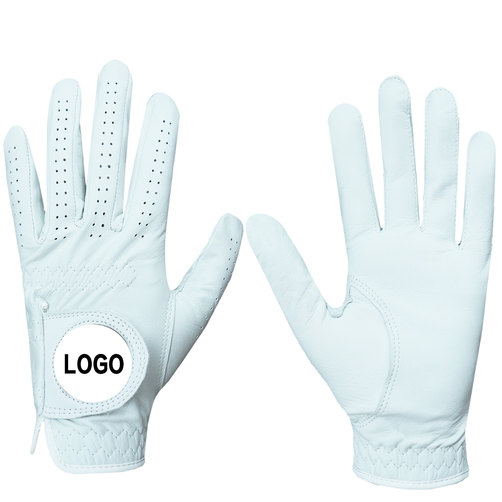 Manufacture OEM Custom Logo Indonesia Golf Glove Soft Full Finger Indonesia Cabretta Leather Golf Glove for High Quality