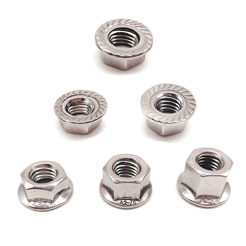 DIN6923 SS201 SS304 SS316 M6 M7 M8 M10 большая Шестигранная Фланцевая гайка с зазубринами