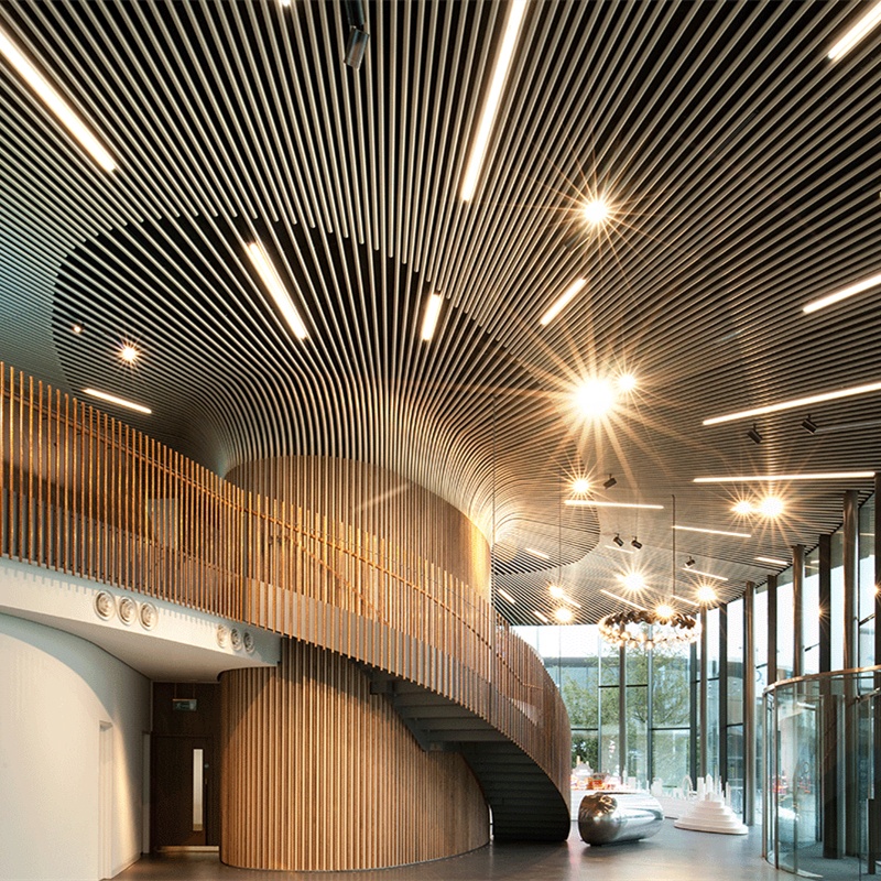 Wood Design 3d Interior Decorative Modern False Aluminum Baffle Panel Ceiling