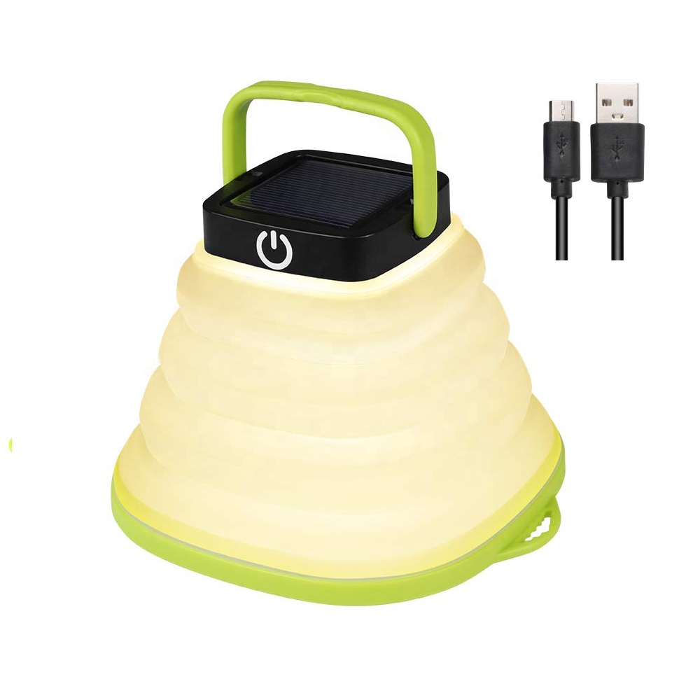 2019 складной Перезаряжаемый usb фонарь для кемпинга с USB-кабелем, светодиодный фонарь на солнечной батарее для активного отдыха, походов, рыбалки