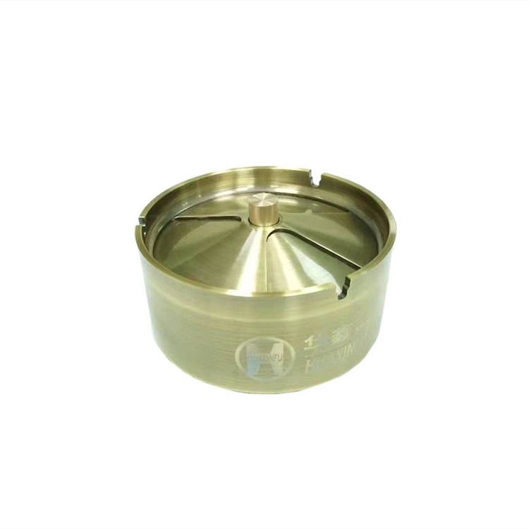 Unique OEM portable experience place gold color Press rotary type ashtray