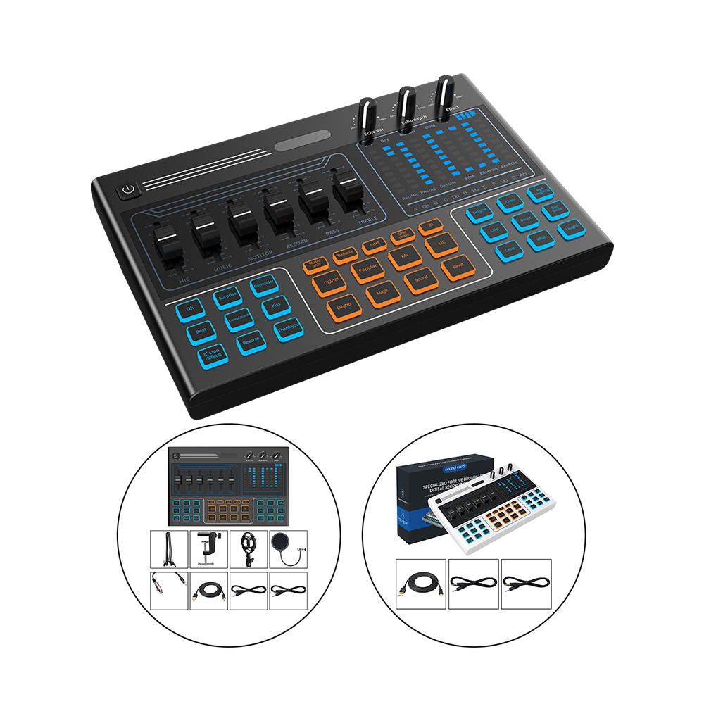 Streaming live broadcast studio recording usb soundcard mini recharge audio mixer speaker equipment