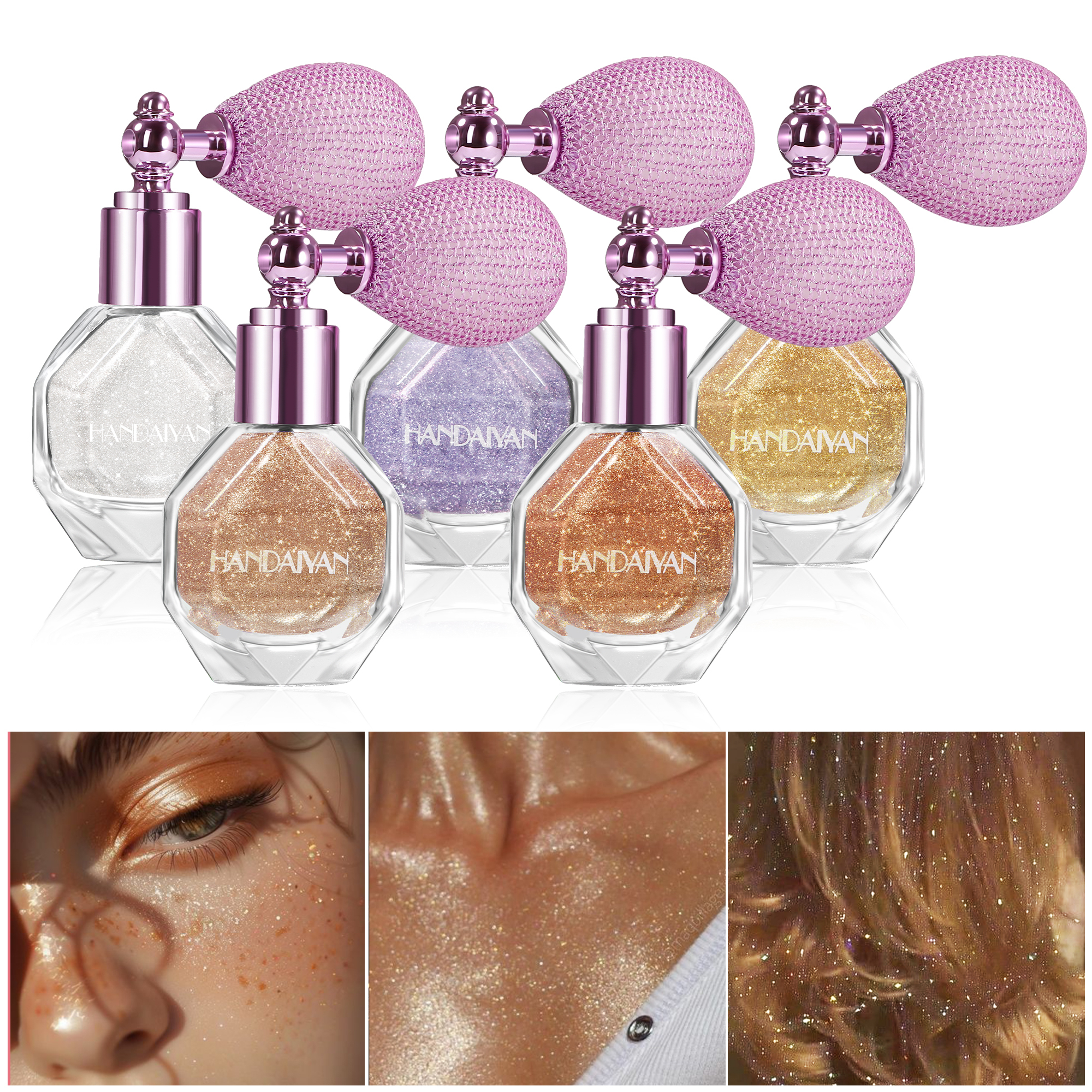 Sparkling Fairy Highlighter Powder Spray Waterproof High Gloss Glitter Body Bronzer Highlight Powder Makeup Shimmering Contour