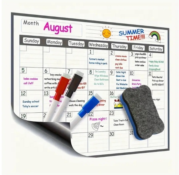 Beifa Magnetic Whiteboard Refrigerator Weekly Plan Monthly Calendar Erasable Household Message Board Magnetic Dry Erase Calendar