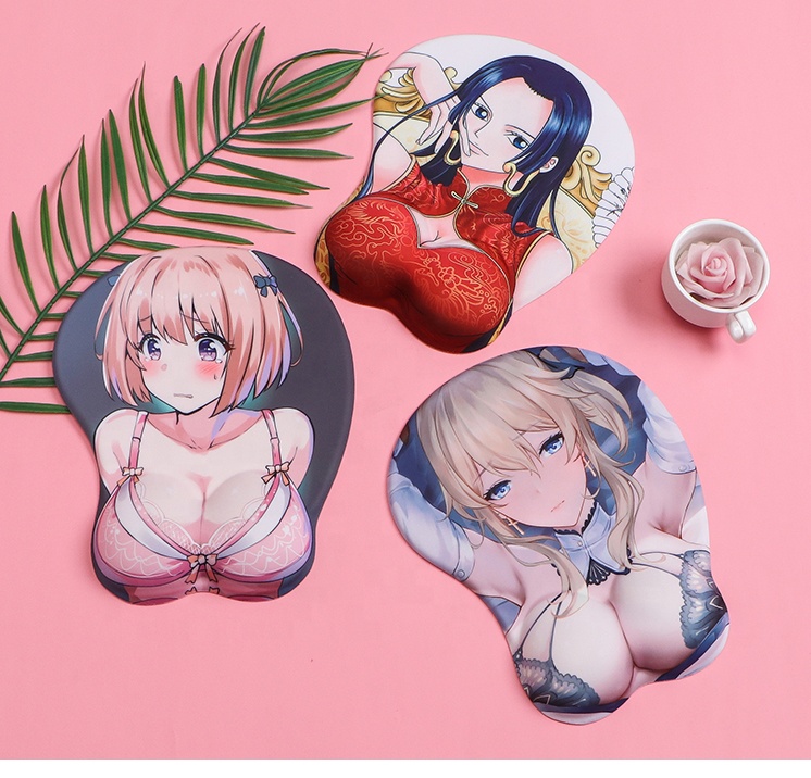 Коврик для мыши Juno OPPAI, креативный мягкий силиконовый эргономичный 3D-коврик для мыши в стиле аниме, с увеличением бедер