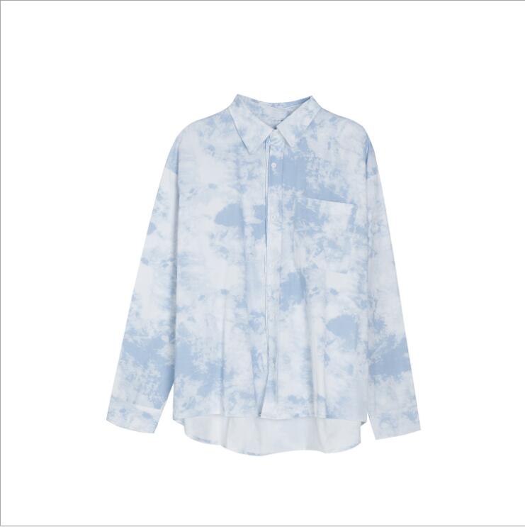 2019 новый корейский модный бренд High Street пара Рубашка Tie-dyed Loose Trend Повседневная мужская рубашка